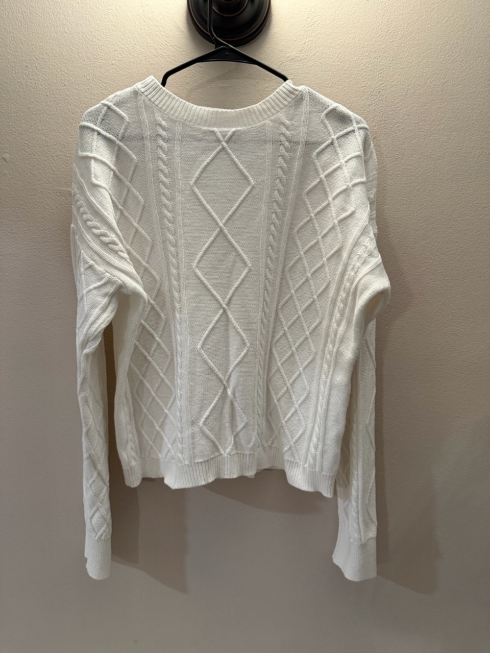 Edikted White Cable Knit Diamond‎ Pattern Crewneck Sweater Womens Medium